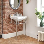 Consolle con Lavabo in Ceramica Bianca e Struttura Tradizionale in Acciaio Inossidabile 560x885mm - Richmond