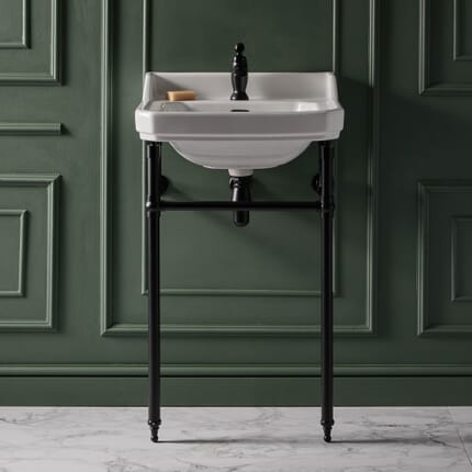 Consolle con Lavabo e Struttura Tradizionale 515mm Nera - 1 Foro per Rubinetteria - Richmond