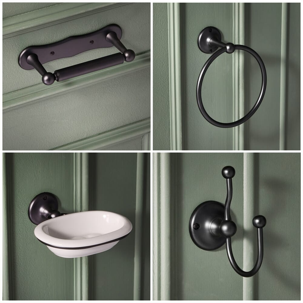 Set di 4 Accessori Bagno Tradizionali - Nero - Elizabeth