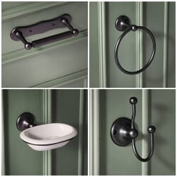 Set di 4 Accessori Bagno Tradizionali - Nero - Elizabeth