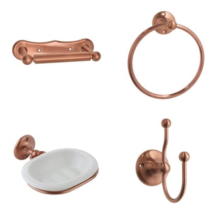 Set di 4 Accessori da Bagno Tradizionale - Rame Satinato - Elizabeth