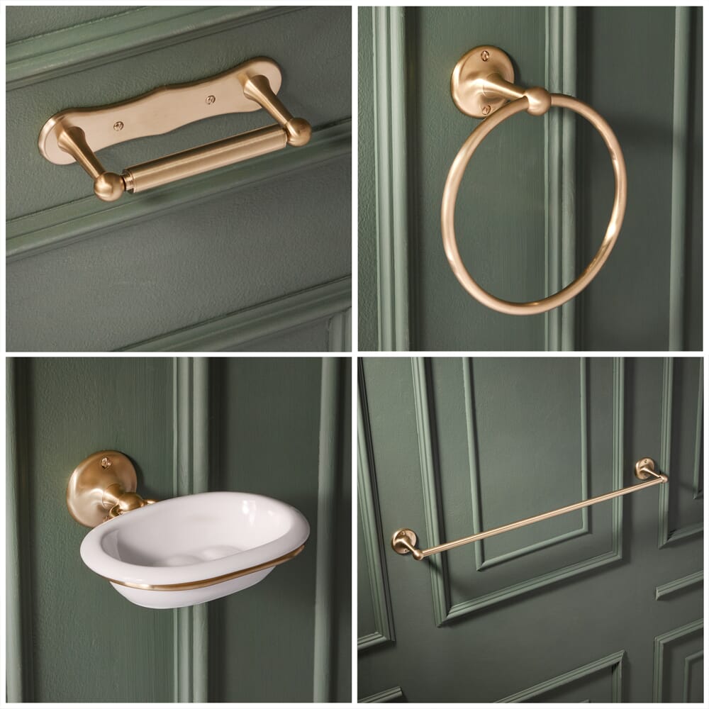 Set di 4 Accessori per il Bagno - Oro Satinato - Elizabeth