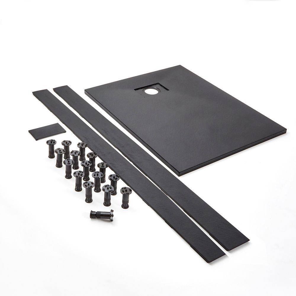 Kit Pannello e Piedini per Piatti Doccia Effetto Ardesia Antracite - Scelta di Misure e Montaggio - Rockwell