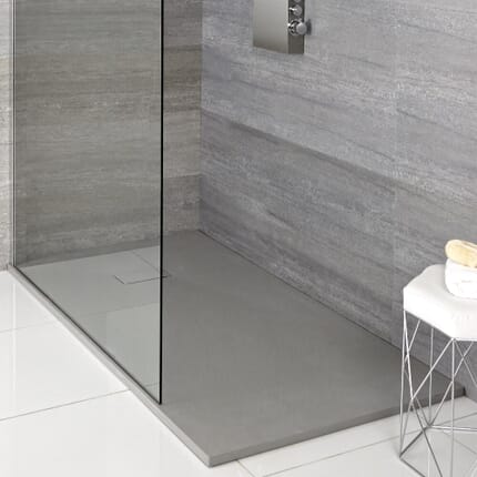 Piatto Doccia Effetto Pietra Grigio Chiaro Rockwell con Kit di Elevazione (Opzionale) - Diverse Misure Disponibili