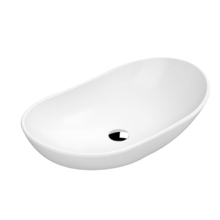 Lavabo da Appoggio Ovale Moderno Bianco Opaco - 615 mm x 360 mm (senza Fori per il Rubinetto)