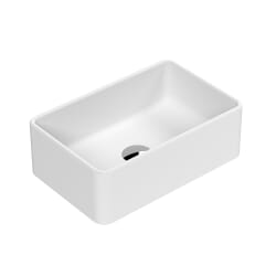 Lavabo da Appoggio Rettangolare Moderno Bianco Opaco - 365 mm x 235 mm (senza Fori per il Rubinetto)