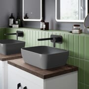 Lavabo da Appoggio Quadrato Moderno Grigio Opaco - 455 mm x 325 mm (senza Fori per il Rubinetto)