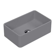 Lavabo da Appoggio Rettangolare Moderno Grigio Opaco - 365 mm x 235 mm (senza Fori per il Rubinetto)