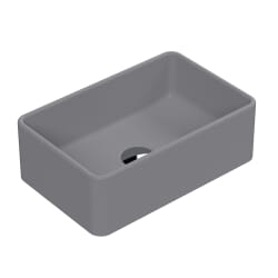 Lavabo da Appoggio Rettangolare Moderno Grigio Opaco - 365 mm x 235 mm (senza Fori per il Rubinetto)