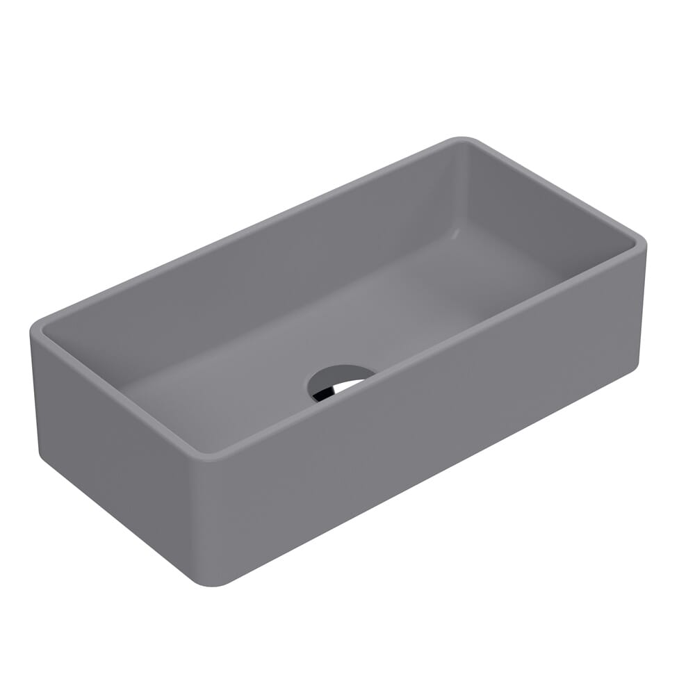 Lavabo da Appoggio Rettangolare Moderno Grigio Opaco - 465 mm x 235 mm (senza Fori per il Rubinetto)