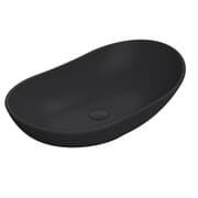 Lavabo da Appoggio Ovale Moderno Nero Opaco – 615 mm x 360 mm (senza Fori per il Rubinetto)