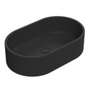 Lavabo da Appoggio Ovale Moderno Nero Opaco – 565 mm x 350 mm (senza Fori per il Rubinetto)