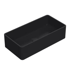 Lavabo da Appoggio Rettangolare Moderno Nero Opaco - 465 mm x 235 mm (senza Fori per il Rubinetto)