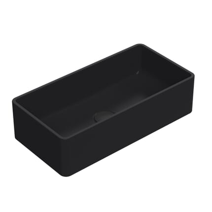 Lavabo da Appoggio Rettangolare Moderno Nero Opaco - 465 mm x 235 mm (senza Fori per il Rubinetto)