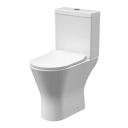Sanitario Moderno senza Brida, Rotondo, ad Altezza Comfort, con Sedile a Chiusura Ammortizzata - Hudson Reed