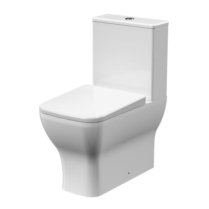 Sanitario Moderno Quadrato Filo Parete Monoblocco senza Brida con Sedile a Chiusura Ammortizzata - Hudson Reed