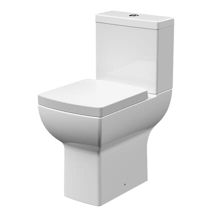 Sanitario Monoblocco Quadrato Moderno a Filo Parete, Altezza Comfort, con Sedile a Chiusura Ammortizzata - Hudson Reed