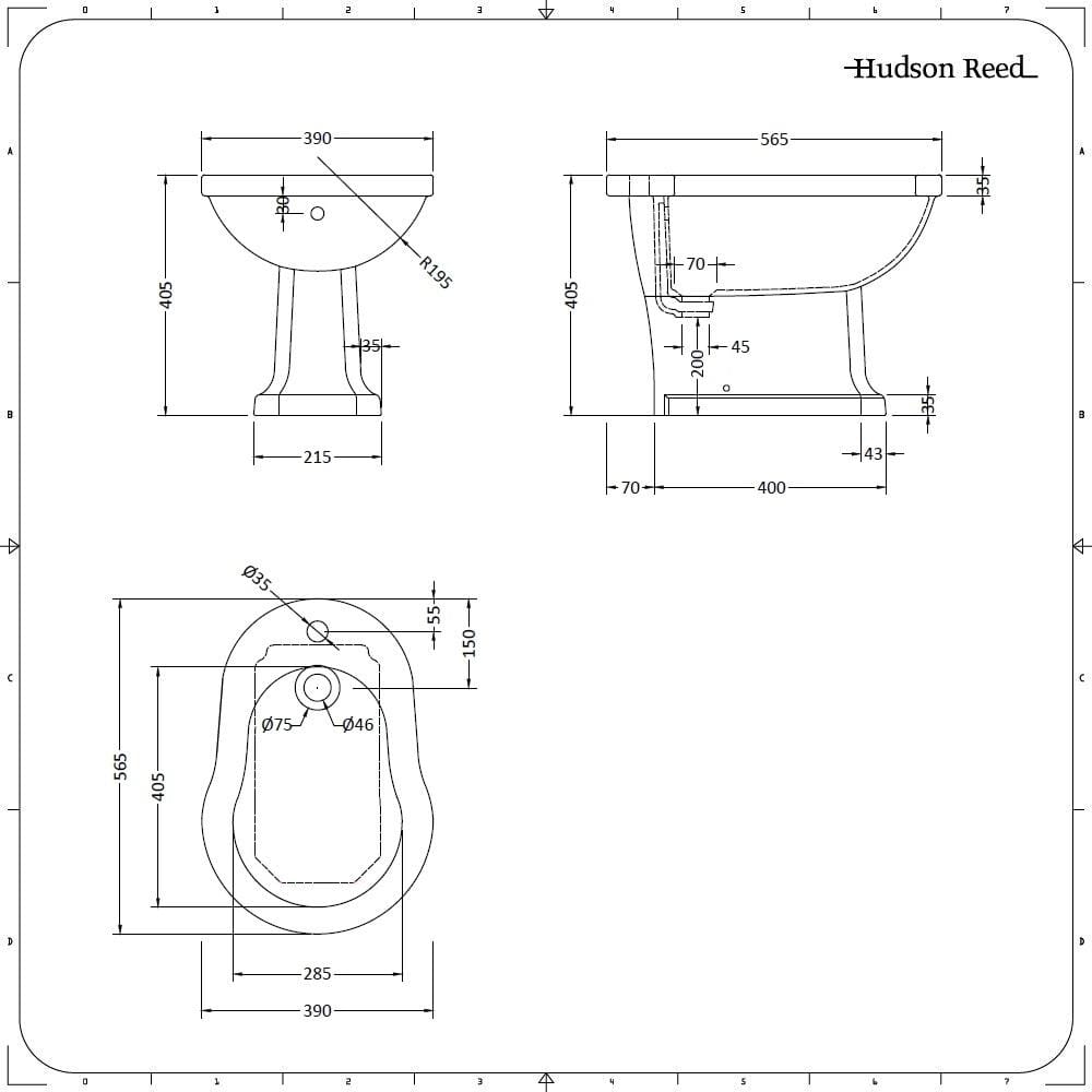 Bidet in Ceramica Bianca 405x390x565mm - Richmond