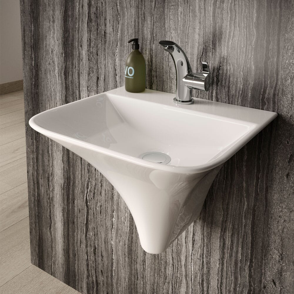 Lavabo Sospeso Moderno Bianco - 460 mm x 415 mm (1 Foro per Rubinetto)