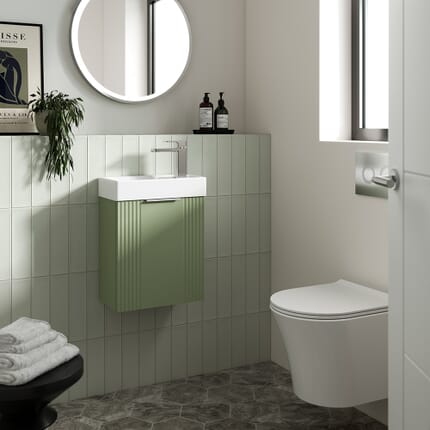 Mobile da Bagno Scanalato Sospeso con Lavabo 400mm - Scelta della Finitura