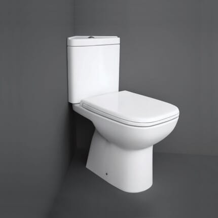 Sanitario Monoblocco ad Angolo Bianco Lucido con Cassetta a Doppio Scarico - Hudson Reed x RAK Origin