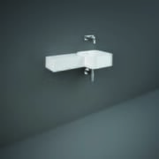 Lavabo Moderno Sospeso Quadrato - Sporgenza a Sinistra - Bianco Lucido - 765mm x 360mm - Hudson Reed x RAK Petit (No Fori)