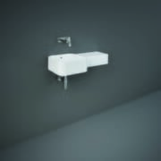 Lavabo Moderno Sospeso Quadrato - Sporgenza a Destra - Bianco Lucido - 765mm x 360mm - Hudson Reed x RAK Petit (No Fori)
