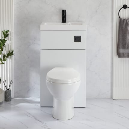Set Sanitario Select Moderno con Lavabo Integrato - 500mm x 890mm - Scelta di Finiture - Cluo