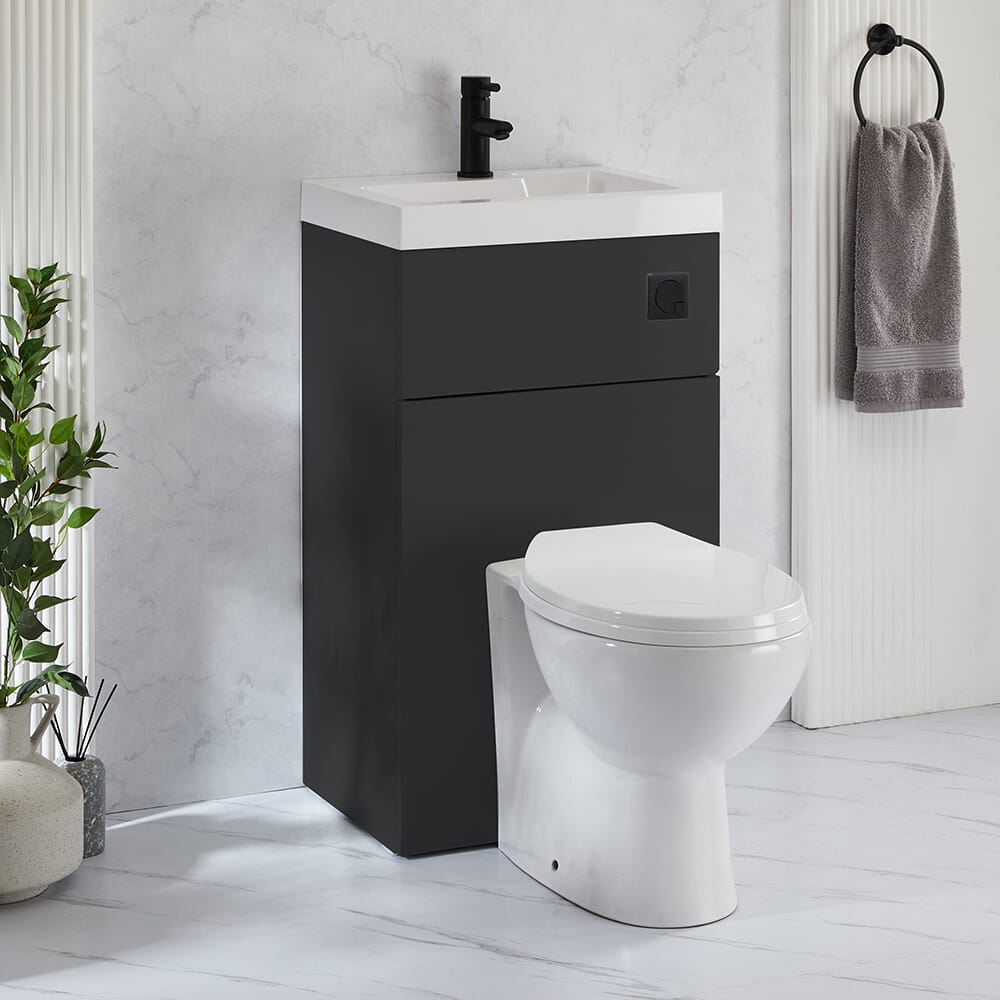 Set Sanitario Select Moderno con Lavabo Integrato - 500mm x 890mm - Scelta di Finiture - Cluo