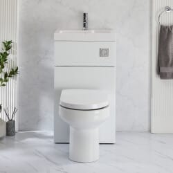 Set Bagno Moderno Completo di Sanitario Covelly e Lavabo - 500mm x 890mm - Scelta di Finiture - Cluo