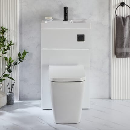 Set Sanitario Sanford Moderno con Lavabo Integrato - 500mm x 890mm - Scelta di Finiture - Cluo