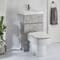 Set Bagno Moderno Completo di Sanitario Exton e Lavabo - Grigio Cemento - 500mm x 890mm - Pulsante di Scarico Cromato - Cluo