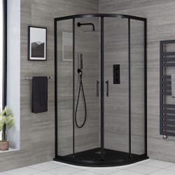 Box Doccia Angolare 900mm con Piatto Doccia Effetto Ardesia - Piatto Disponibile in Diverse Finiture - Nox