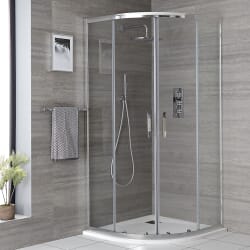 Box Doccia Angolare 900mm con Piatto Doccia Effetto Ardesia - Piatto Disponibile in Diverse Finiture - Portland