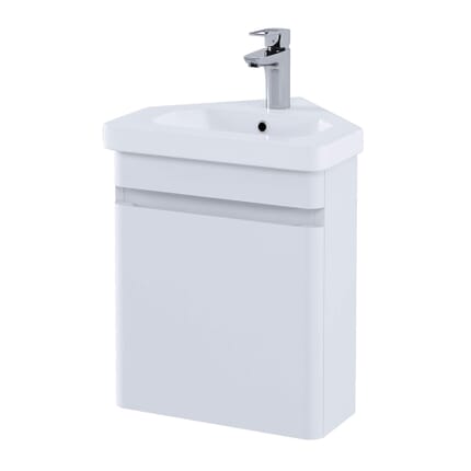 Mobile per Lavabo Sospeso Angolare da 450 mm Completo di Lavabo - Colore Bianco Opaco - Hudson Reed x RAK Resort