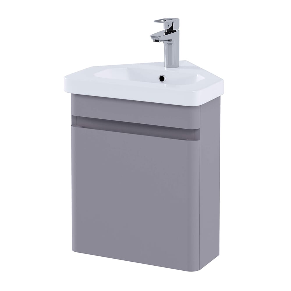 Mobile per Lavabo Sospeso Angolare da 450 mm Completo di Lavabo - Colore Fungo Opaco - Hudson Reed x RAK Resort