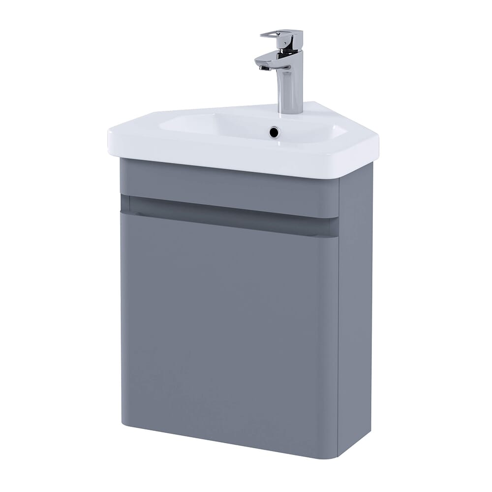 Mobile per Lavabo Sospeso Angolare da 450 mm Completo di Lavabo - Colore Grigio Opaco - Hudson Reed x RAK Resort