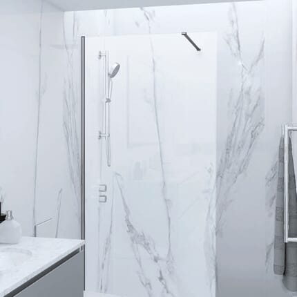 Box Doccia Walk-in Grigio con Piatto Doccia - Scelta di Dimensioni - Hudson Reed x RAK Feeling