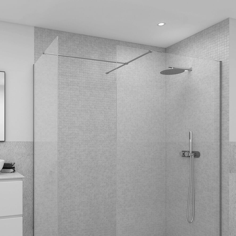 Box Doccia Walk-In Angolare con Piatto Doccia Antiscivolo Grigio Opaco - Scelta di Misure - Hudson Reed x RAK Feeling