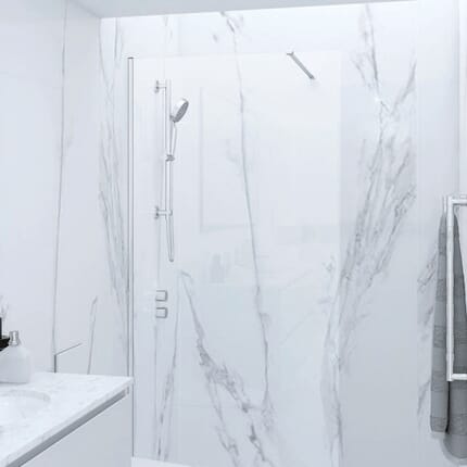 Parete Doccia Walk-In a Nicchia - Bianco - Scelta di Misure del Vetro - Hudson Reed x RAK Feeling