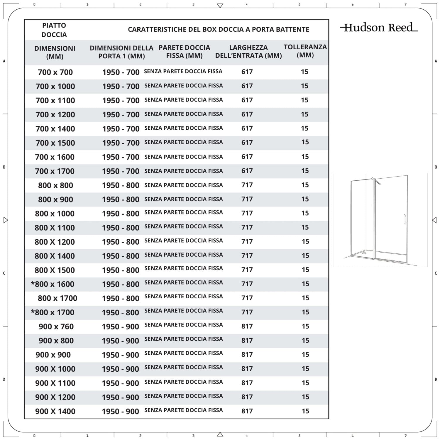 Porta Doccia Cromata per Nicchia con Piatto Doccia – Scelta di Dimensioni - Nox