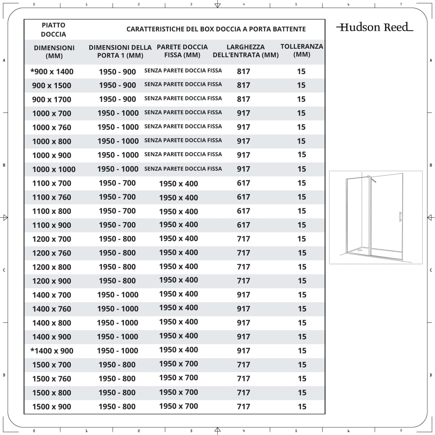 Porta Doccia Cromata per Nicchia con Piatto Doccia – Scelta di Dimensioni - Nox