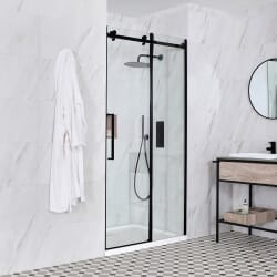 Porta Doccia Scorrevole Nera Senza Telaio con Piatto Doccia - Nox