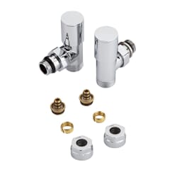 Coppia di Valvole Manuali per Radiatori e Scaldasalviette 3/4” con e Adattatore Multiplo per Raccordi da 14mm