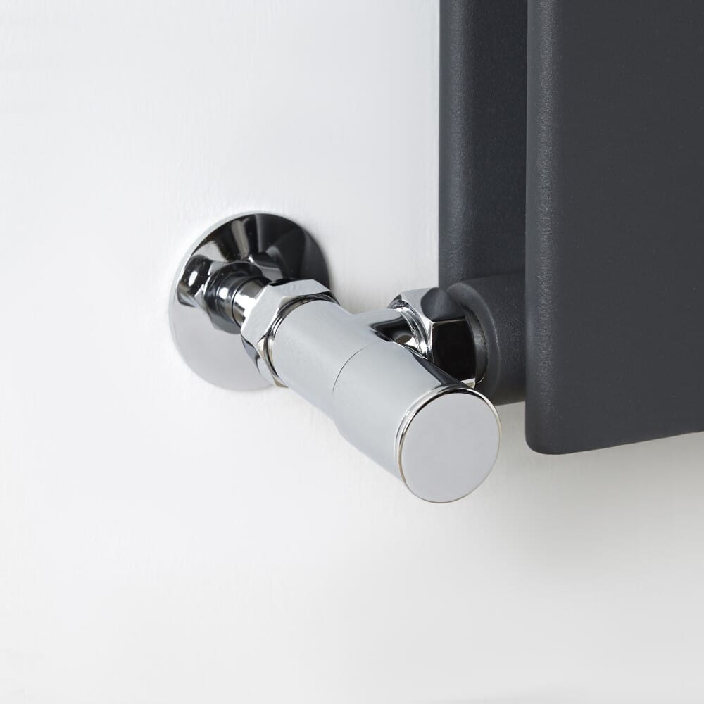 Coppia di Valvole per Radiatori e Scaldasalviette con Adattatori per Tubi in Rame 15mm