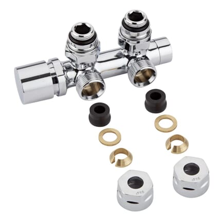 Valvole a Squadra per Radiatori e Scaldasalviette con Adattatori per Raccordi 12mm per Tubi in Rame - Multiblock H