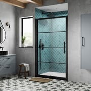 Box Doccia con Porta Scorrevole Nera e Piatto Doccia - Dimensioni a Scelta - Apex