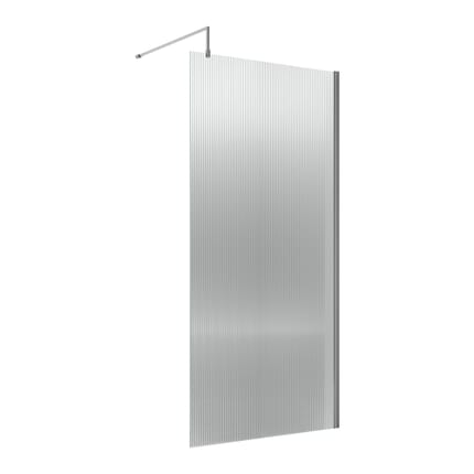 Parete Doccia Walk In in Vetro Scanalato 1850mm - Scelta di Dimensioni, Finiture e Anta Paraspruzzi Movibile - Hudson Reed