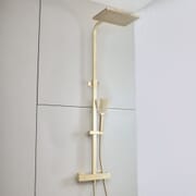 Colonna Doccia con Miscelatore Termostatico a Barra con Soffione Quadrato e Doccetta - Scelta della Finitura - Arvel