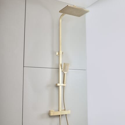 Colonna Doccia con Miscelatore Termostatico a Barra con Soffione Quadrato e Doccetta - Scelta della Finitura - Arvel